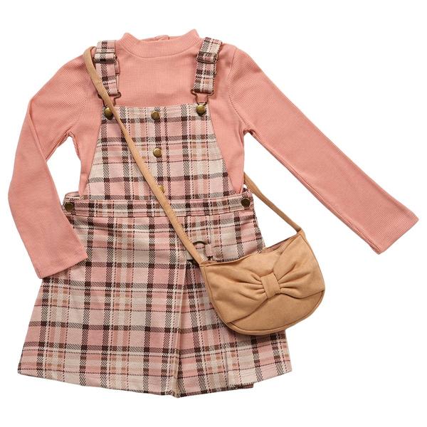 Girls (4-6x) Little Lass® 2pc. Plaid Jumper w/ Top & Purse