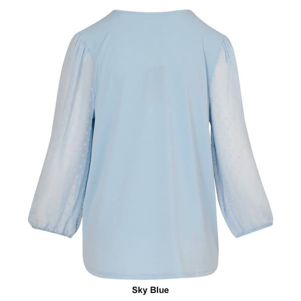 Womens Adrianna Papell 3/4 Sleeve Solid Clip Dot VNeck Blouse Boscov's