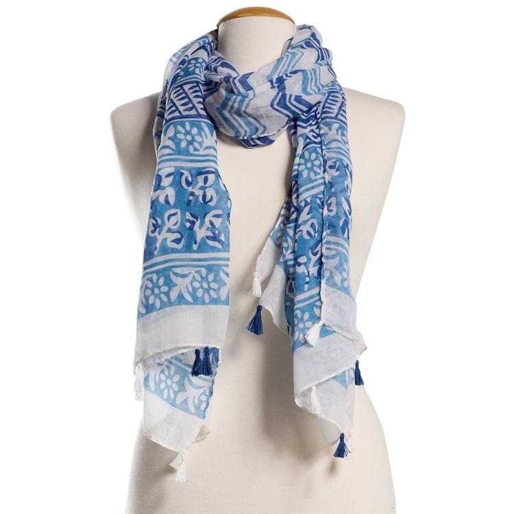 Womens Renshun Bandana Chevron Oblong Scarf