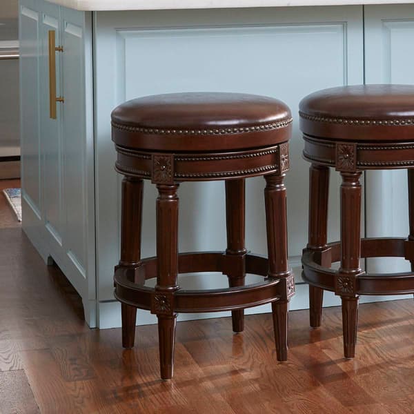 New Ridge Home Goods Chapman 25in. Swivel Barstool - Walnut