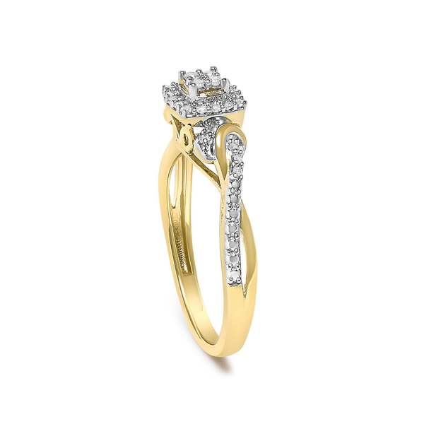 Haus of Brilliance 14kt Gold Plated Diamond Halo Engagement Ring