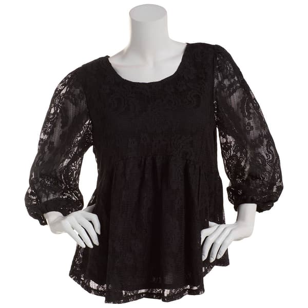 Womens Fair Hope Long Sleeve Solid Lace Popover - image 