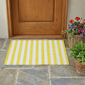 HomeRoots Yellow & White Striped Washable Indoor Outdoor Accent - image 1
