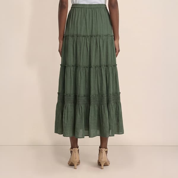 Womens Nanette Lepore Tiered Faux Button Front Midi Skirt