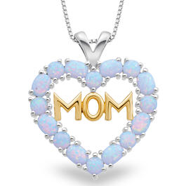Gemstone Classics&#40;tm&#41; Opal Heart Mom Pendant Necklace
