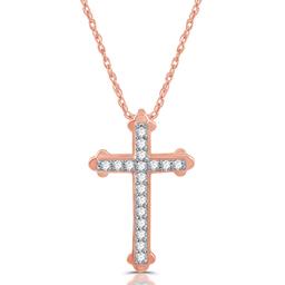 Nova Star(R) Lab Grown Diamond Rose Gold Plated Latin Cross Pendant