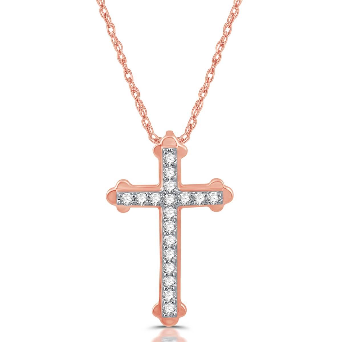Nova Star(R) Lab Grown Diamond Rose Gold Plated Latin Cross Pendant