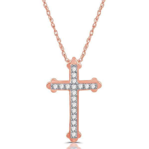 Nova Star(R) Lab Grown Diamond Rose Gold Plated Latin Cross Pendant - image 