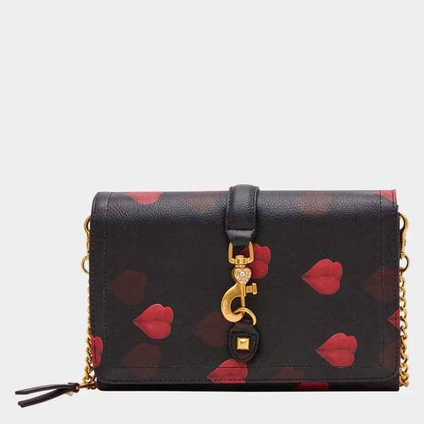 Betsey Johnson Kisses Gold Crossbody Wallet