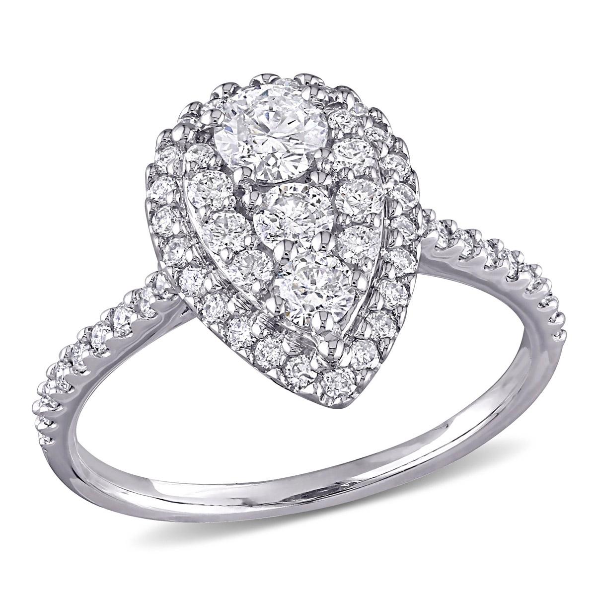 Diamond Classics™ 10kt. White Gold 1ctw. Diamond Pear Ring