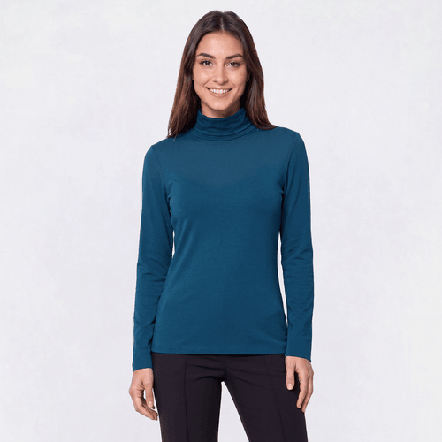 Womens Hasting & Smith Long Sleeve Solid Turtleneck Tee
