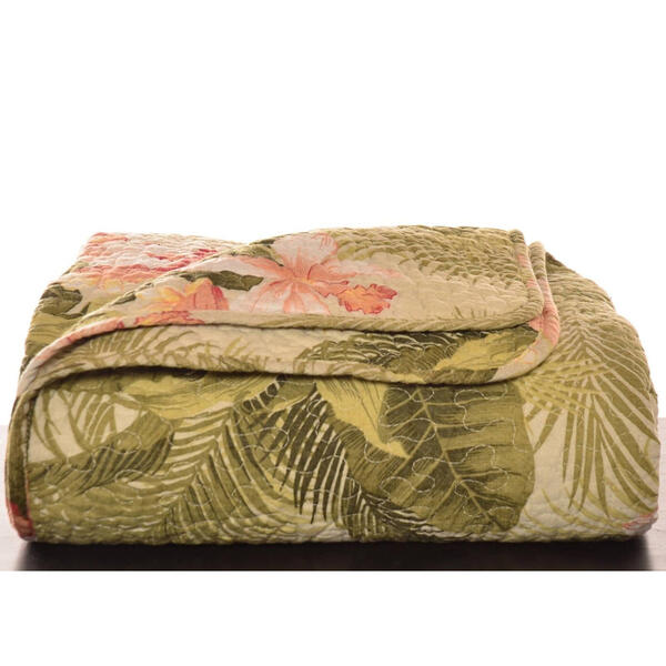 Tommy Bahama Tropical Orchid Palm Throw Blanket - image 