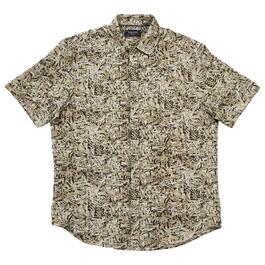 Mens Visitor Abstract Stretch Button Down Shirt - Taupe
