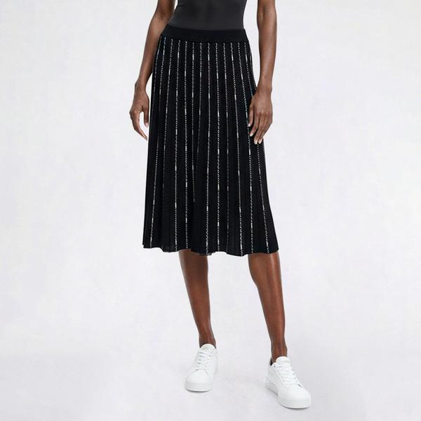 Womens Ninety Clothing Pull On Elastic Waist Stripe Midi Skirt