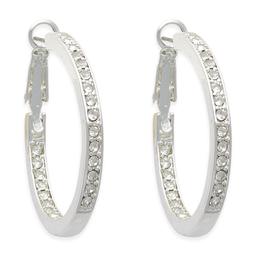 Freedom Nickel-Free Silver-Tone In & Out Crystal Hoop Earrings