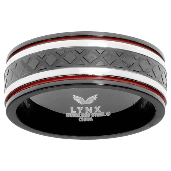 Mens Lynx Stainless Steel Textured Ring - image 
