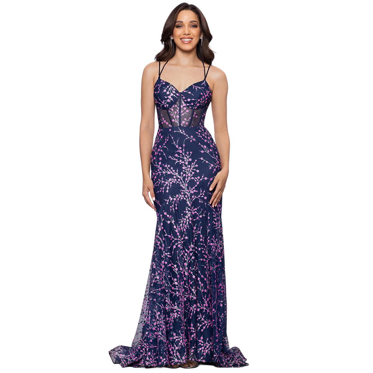 Open Video Modal for Juniors Blondie Nites Caviar Glitter Corset Mermaid Sheath Dress