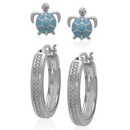 Accents by Gianni Argento Turtle Stud & Hoop Earrings Set
