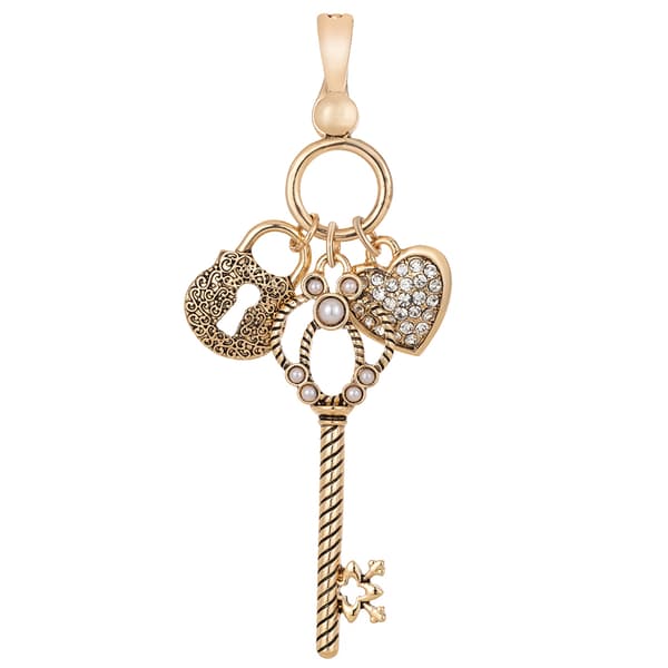 Wearable Art Textured Lock/Pearl Key/Heart Charm Enhancer Pendant - image 