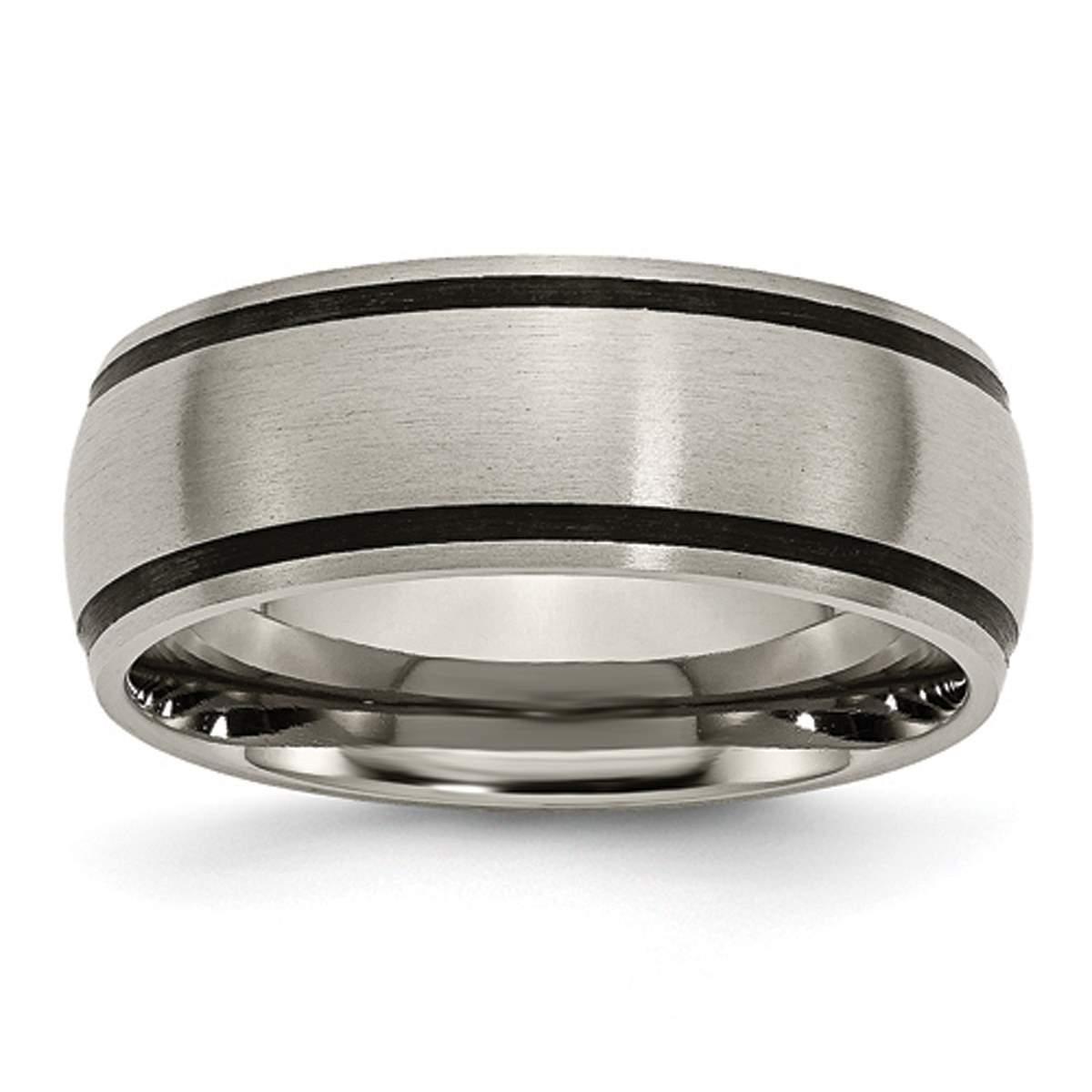 Mens Endless Affection™ Titanium Black Rubber 8mm Brushed...