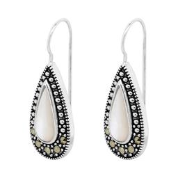Marsala Silver Plated Marcasite & Mother of Pearl Earrings