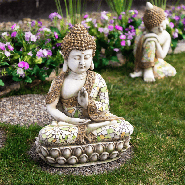 Northlight Meditating Mosaic Buddha Ceramic Garden Statue
