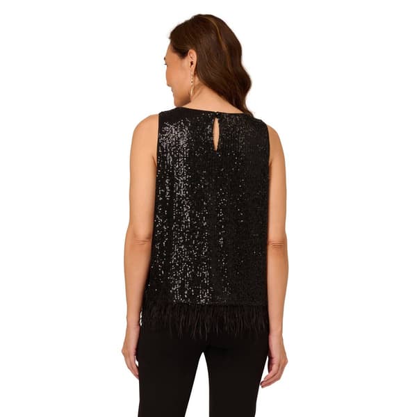 Womens Adrianna Papell Sleeveless Crew Neck Sequin Top