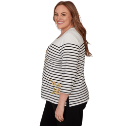 Plus Size Alfred Dunner Classics Sunflower Stripe Blouse