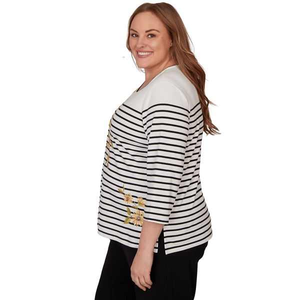 Plus Size Alfred Dunner Classics Sunflower Stripe Blouse