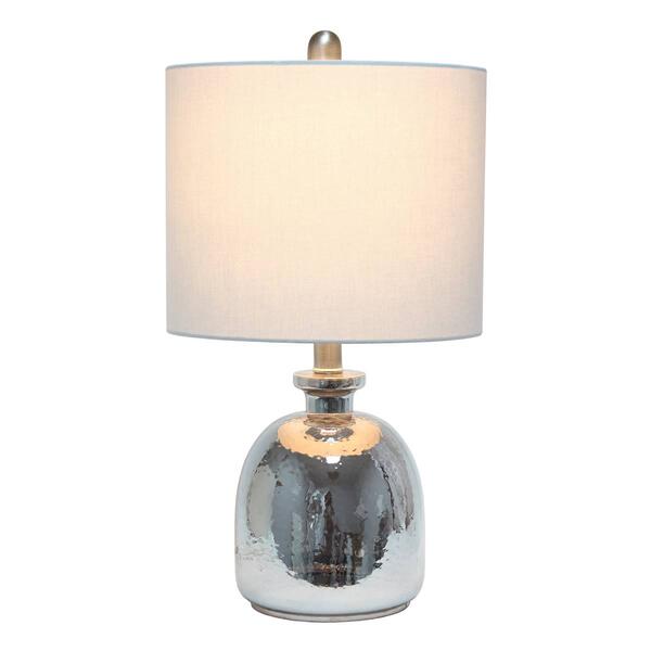 Lalia Home Metallic Grey Hammer Linen Shade Glass Jar Table Lamp - image 