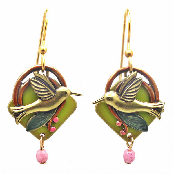 Silver Forest Gold-Tone Hummingbird Earrings - image 