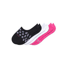 Womens HUE(R) White 3pk. Perfect Sneaker Liner Socks - Floral
