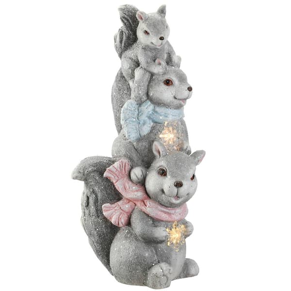 National Tree 19in. LED Squirrel Trio Figurine - image 