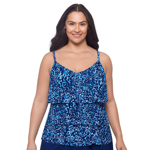 Plus Size American Beach Wild Spirit Triple Tier Tankini Swim Top - image 