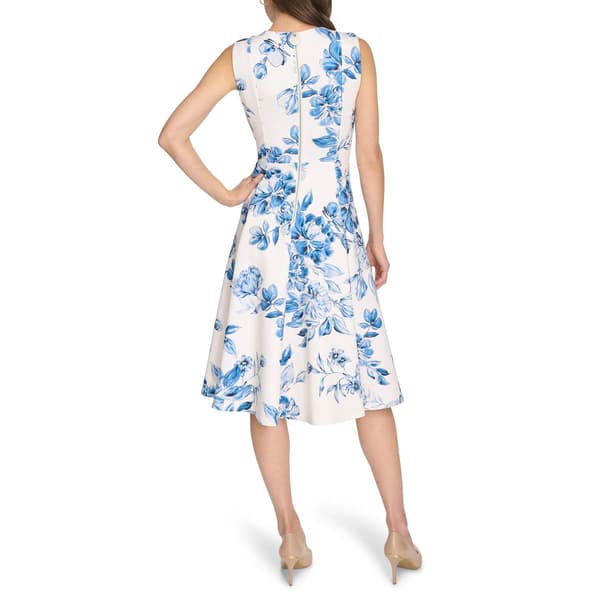 Womens Calvin Klein Sleeveless Floral Scuba A-Line Dress