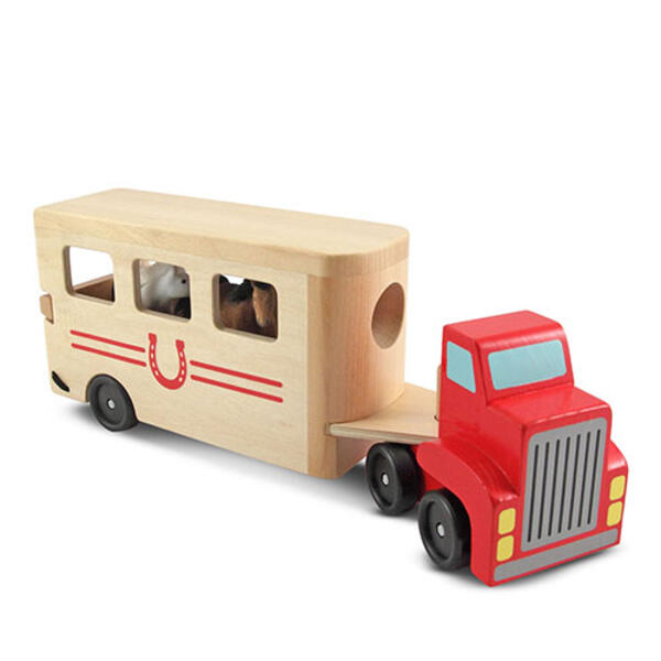 Melissa &amp; Doug(R) Wooden Horse Carrier Truck Toy - image 