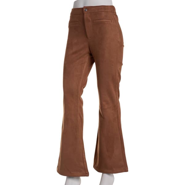 Juniors No Comment Knit Suede Button Front Flare Pants