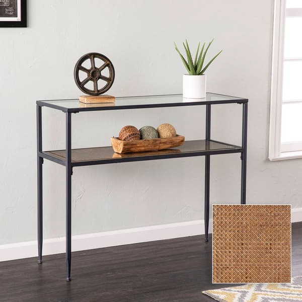Southern Enterprises Bladeston Glass-Top Console Table