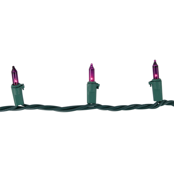 Brite Star 24.5ft. Purple Mini Christmas Green Wire Light Set