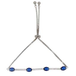 Gianni Argento Silver Lab Sapphire Oval Adjustable Bracelet