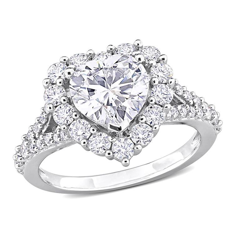 Sterling Silver 3ctw. White Moissanite Heart-Shaped Ring