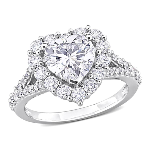 Sterling Silver 3ctw. White Moissanite Heart-Shaped Ring