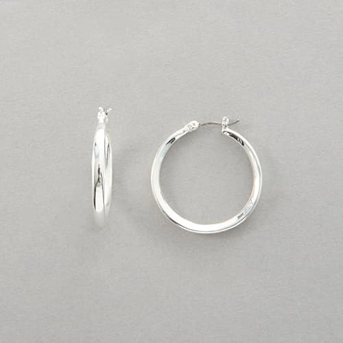 Napier Silver-Tone Medium Hoop Earrings - image 