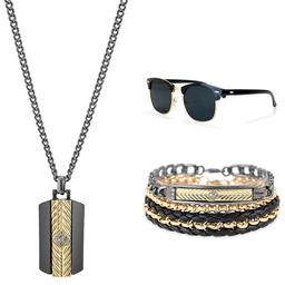 Mens American Exchange Two-Tone Pendan/Bracelets/Sunglasses