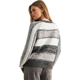Womens CITY BLUES Long Sleeve Color Block Stripe Sweater
