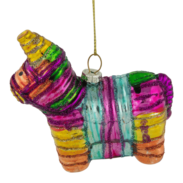 Northlight Pinata Donkey Bohemian Style Glass Christmas Ornament - image 