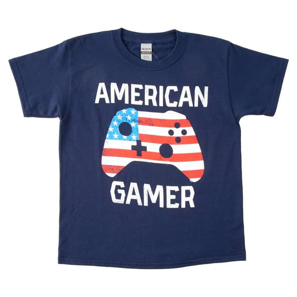 Boys &#40;8-20&#41; Home of the Brave American Gamer Short Sleeve Tee - image 