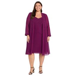 Plus Size R&M Richards 2 Piece Duster Georgette Beaded Trim Jack