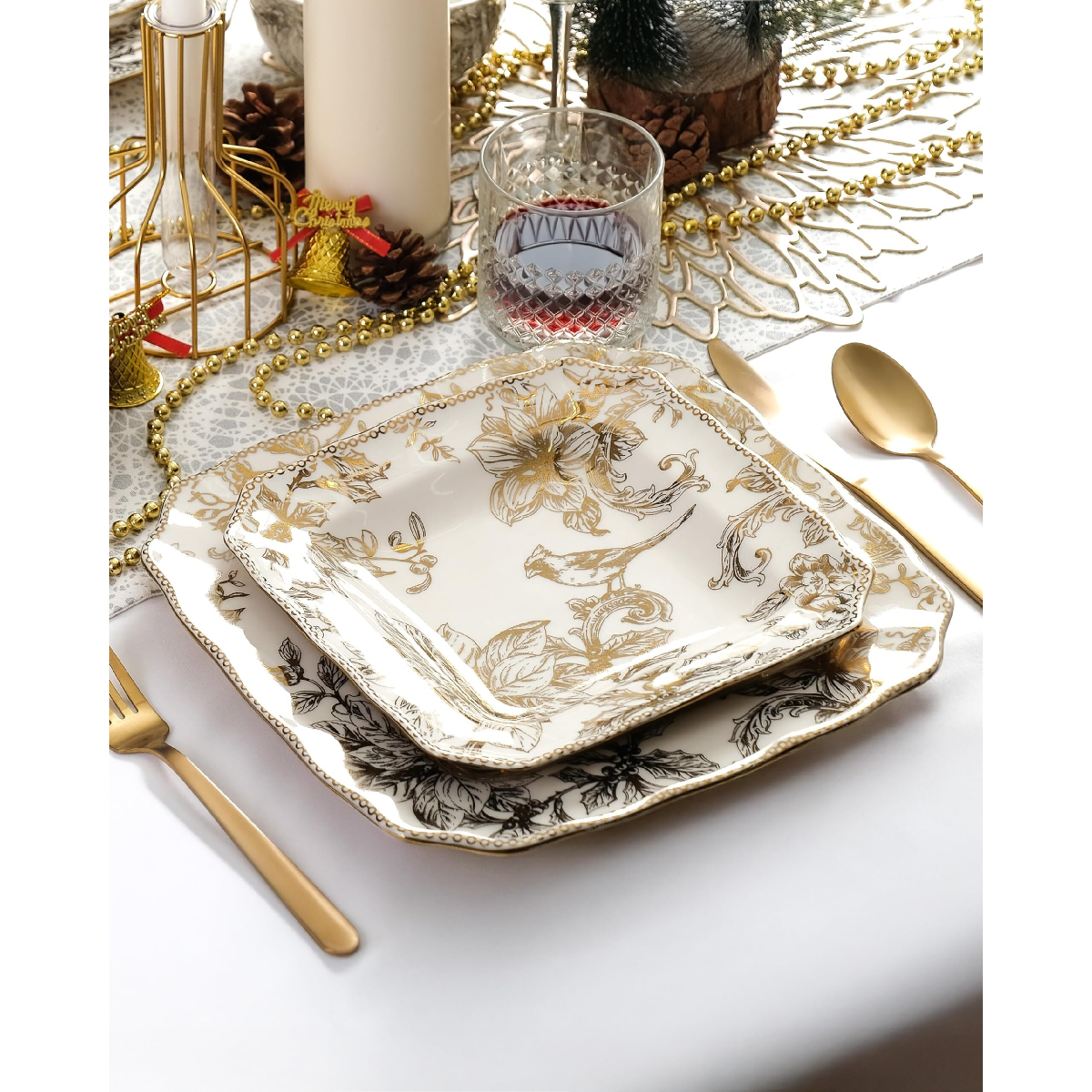 222 Fifth Christmas Lane Electroplate 12pc. Dinnerware Set