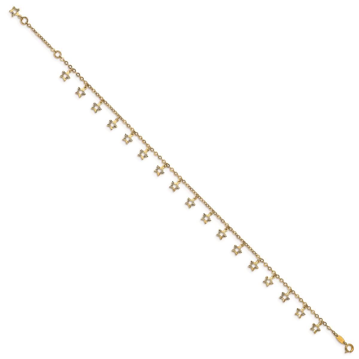 Gold Classics(tm) 14kt. Gold Polished & Textured Star 9in. Anklet